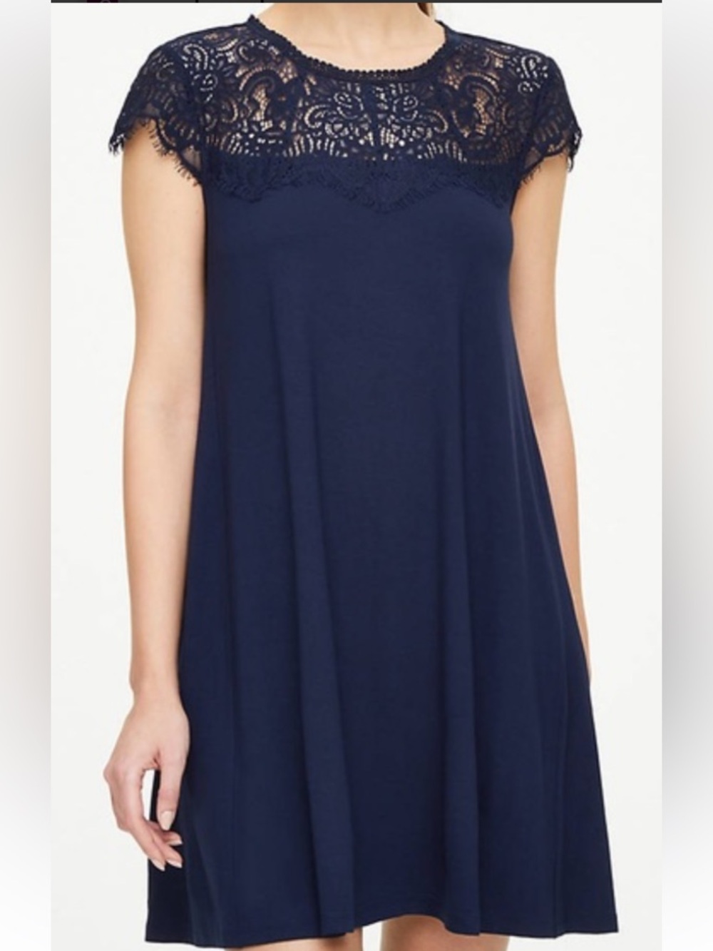 LOFT Lace Yoke Cap Sleeve Dress